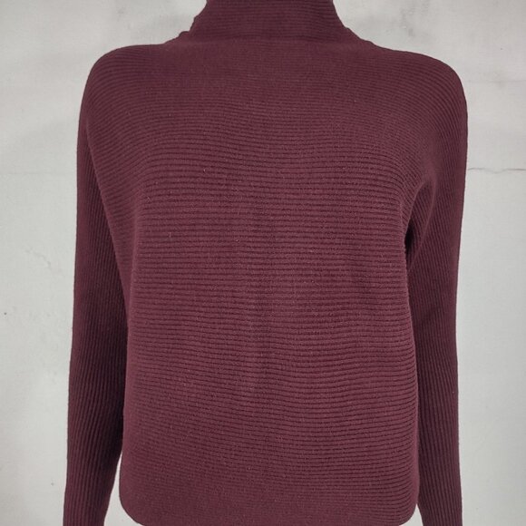 Magaschoni burgunday dark red ribbed mock neck pullover sweater ladies Medium - Picture 1 of 6